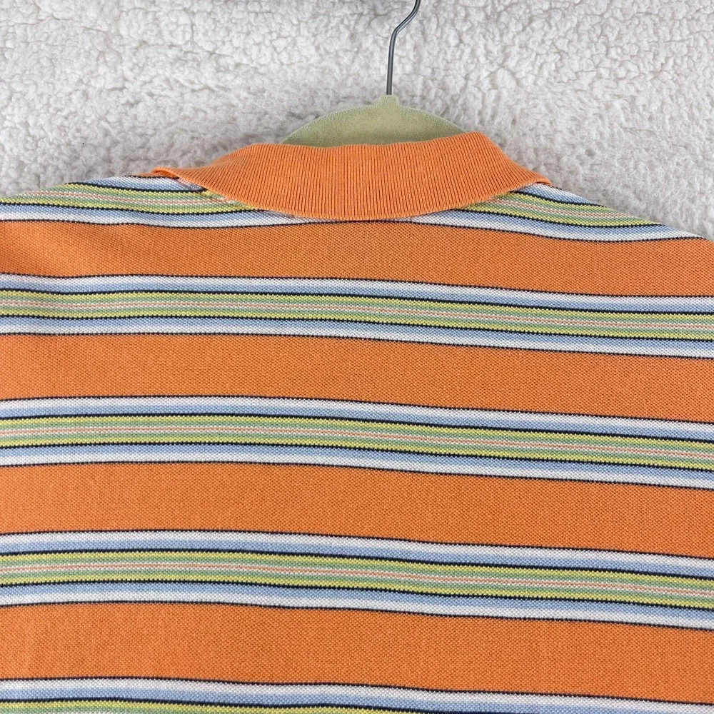 Polo Ralph Lauren Orange Stripe Polo Shirt Mens Short Sleeve Casual Cotton XL‎